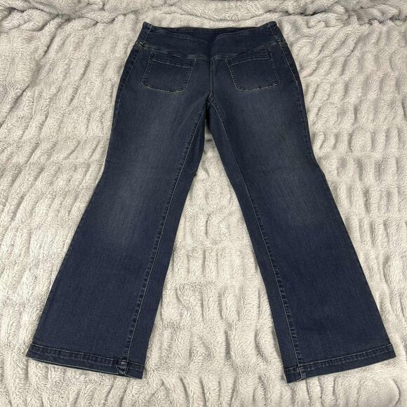 Belle Kim Gravel Jeans Womens 14P Bootcut Dark Wash Stretch Denim Mid Rise Boho - Picture 1 of 8